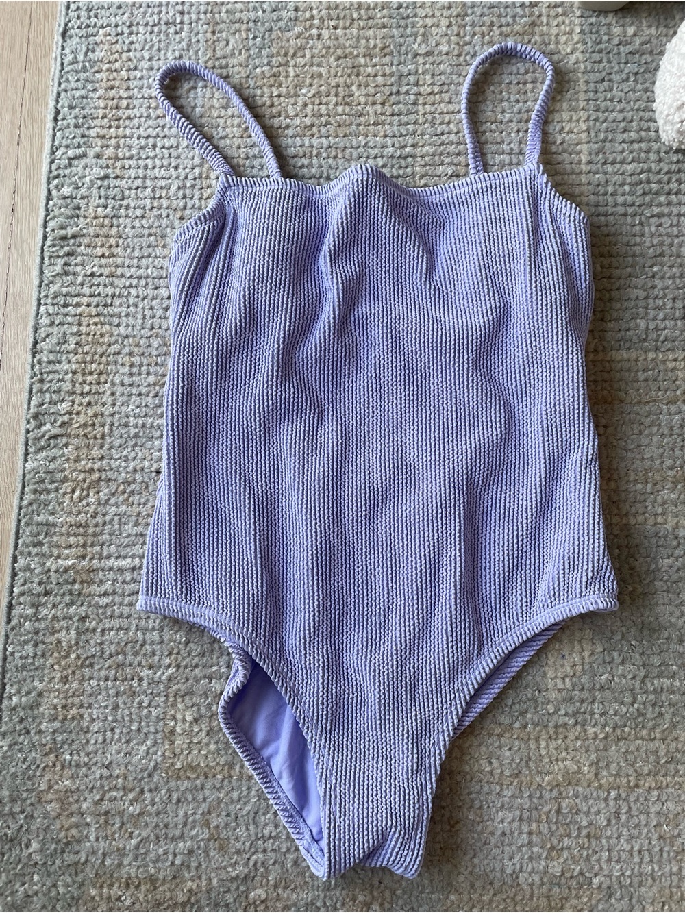 Kona Sol Pastel Purple Ribbed One-Piece Swimsuit